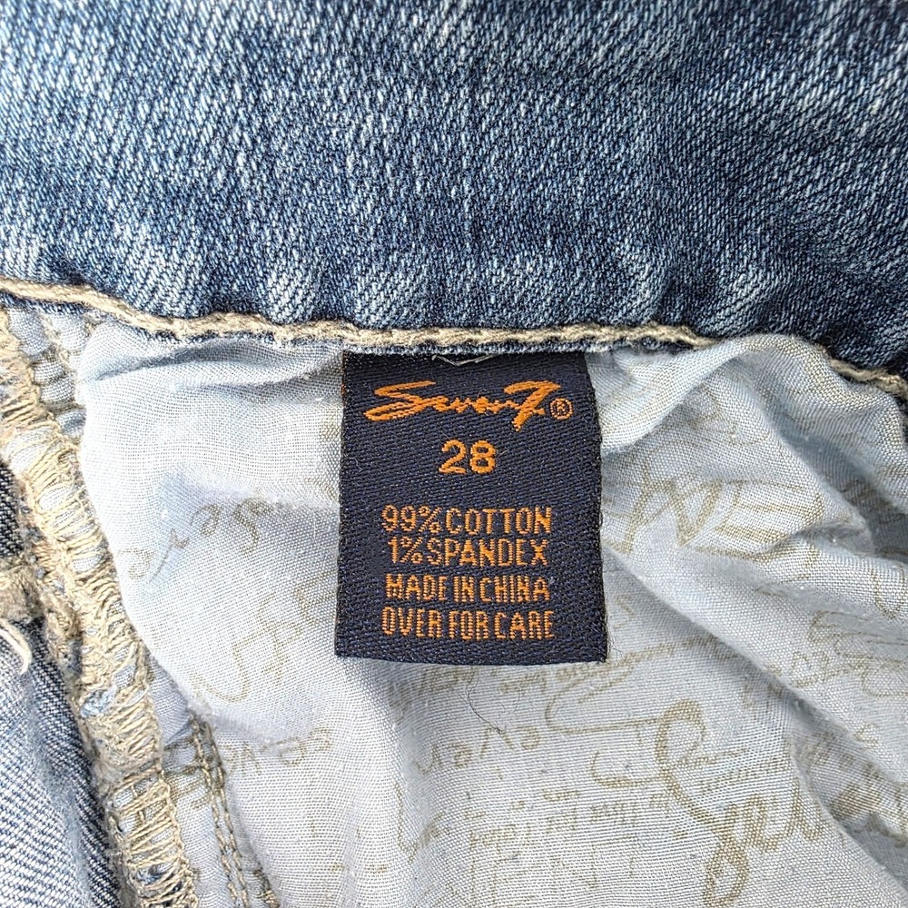Seven7 Womens Bootcut Jeans Size 28 Medium Wash Embroidered Thick Stitch Denim - Picture 8 of 12